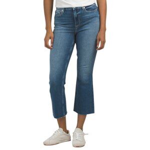 PAIGE Magnolias Wash Petite Colette Crop Flare Jeans With Raw Hem